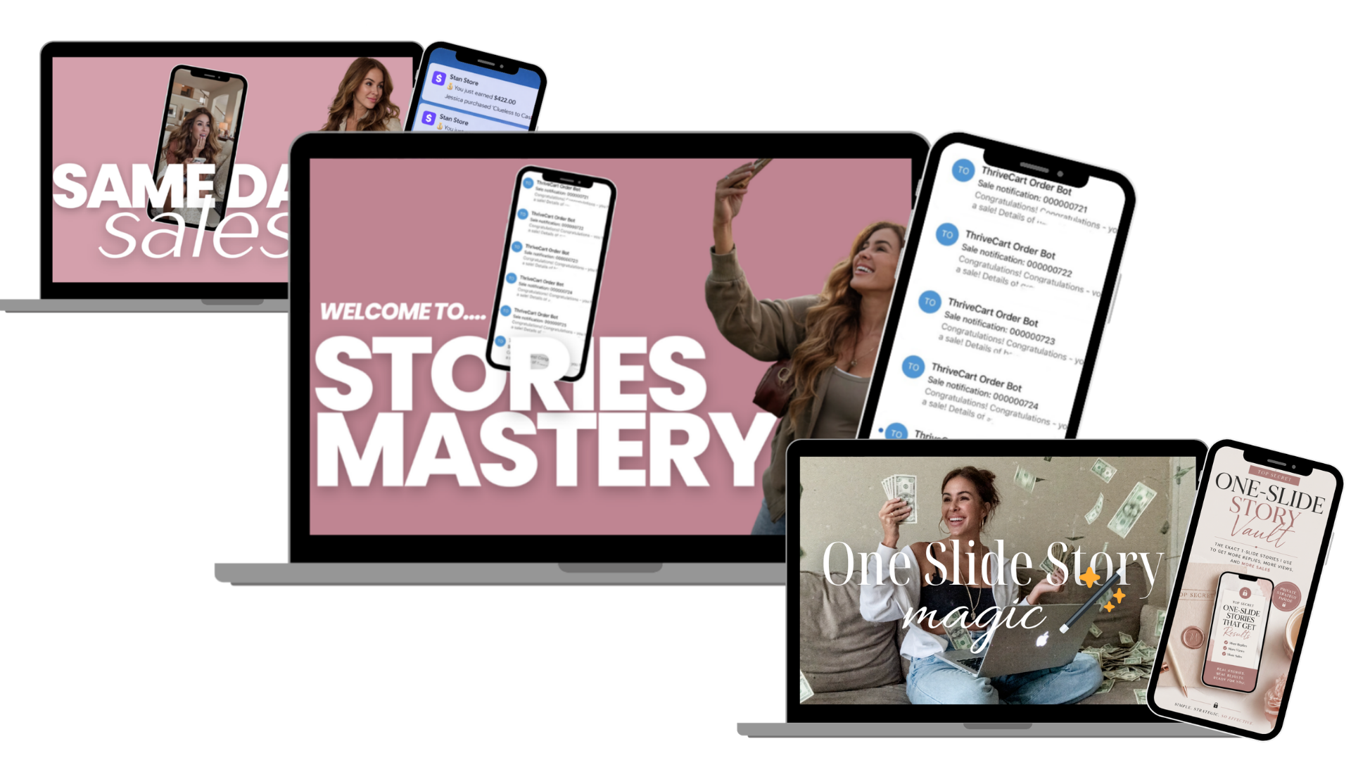 Rich Lady Instagram Stories Bundle - Instagram Stories Mastery, Same Day Sales, One Slide Instagram Story Magic